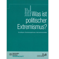Titelseite des Buches "Was ist politischer Extremismus?" herausgegeben von Tom Mannewitz, Hermann Ruch, Tom Thieme, Thorsten Winkelmann.