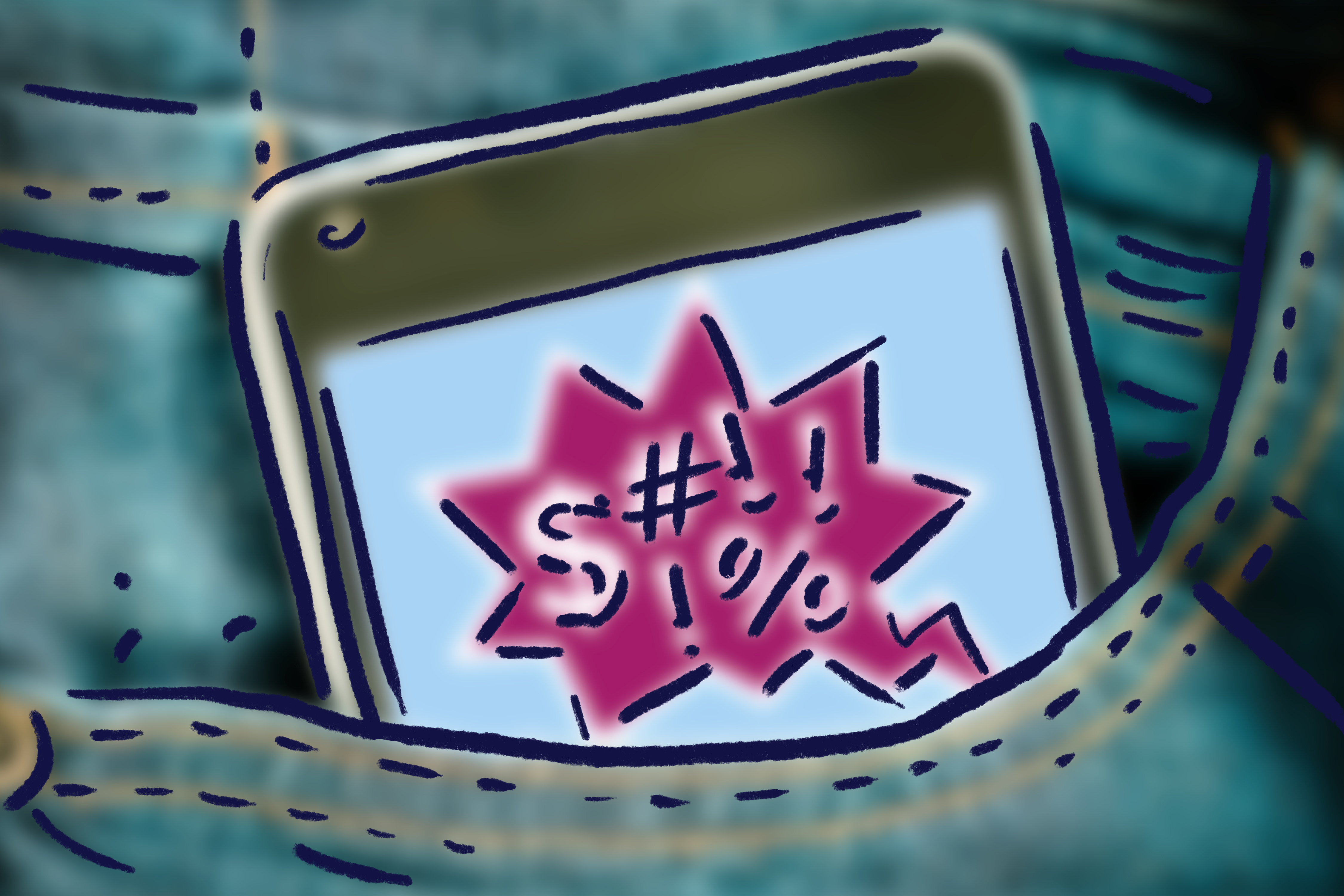 Ein Mobiltelefon, das in einer hinteren Hosentasche liegt.