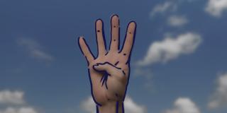 Rabia-Gruß der Muslimbruderschaft: Eine Hand mit vier ausgestreckten Fingern und eingeklapptem Daumen