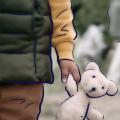 Grafik eines Kindes, das einen Teddybären in der Hand hält