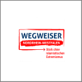 Das Logo von Wegweiser NRW mit Claim "Stark ohne islamistischen Extremismus"