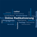 Eine Wortwolke mit Begriffen zum Thema Online-Radikalisierung